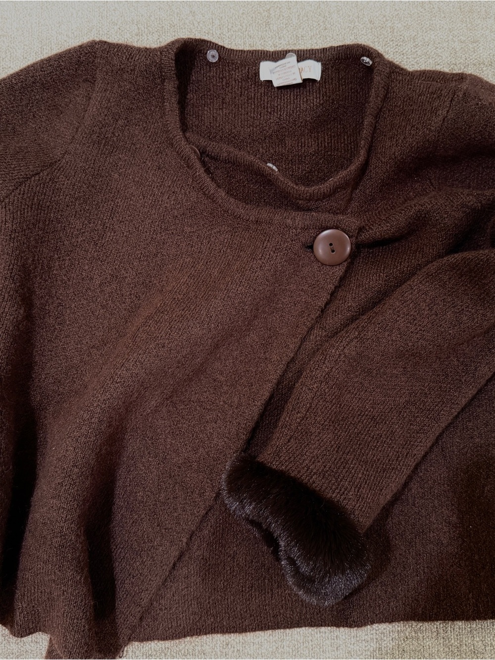 Ellen Tracy Brown Knit Cardigan with Button Front